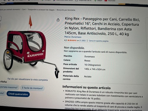 Rimorchio per cani per