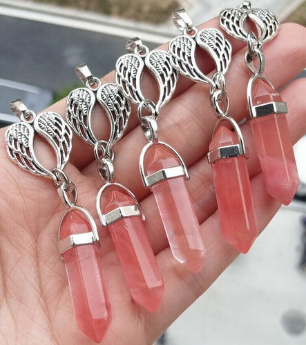 10pz ciondoli quarzo ciliegio - ciondoli,