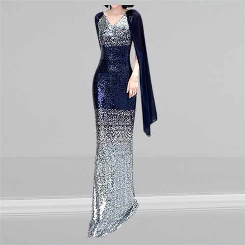 Maxi abito blu argento - abito,
