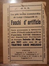 TEATRO CAIO MELISSO SPOLETO  Fuochi D' Artificio  Locandina originale 1931