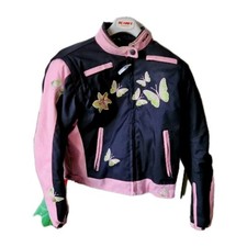 MOTO GIACCA DONNA RAGAZZA, ROSA NERO, GIUBBINO 4 STAGIONI  CON PROTEZIONI REMOVI