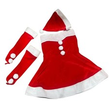 Costume da Babbo Natale per donna con cappello e guanti lunghi per il