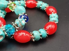 BRACCIALETTI ELASTICI CON TIPO TURCHESE - HOWLITE - COPPIA