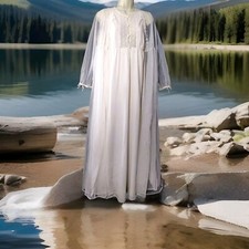 Vintage Mistee anni 50 raro unico pizzo chiffon lingerie abito camicia da notte accappatoio set M