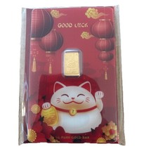 PAMP Suisse Lucky Cat lingotto oro 1g 999,9 oro puro tiratura limitata 3000
