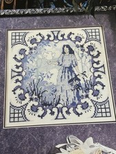 Mosaico pomeridiano blu e bianco contato modello punto croce pagine libro