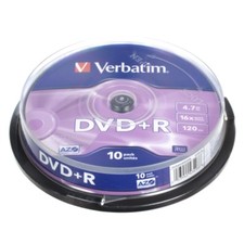 DVD+R VERBATIM 4.7GB 16X 120 MINUTI 10PZ AZO CAKEBOX 