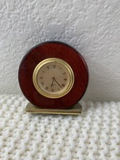 Hawaiian exotic Koa larger golden strips wooden desk clock thick round solid Koa