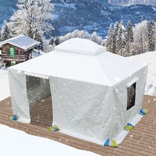 Domi Copertura Gazebo Invernale Universale 10'x10' con Fianchi e Finestre in Rete (Bianco)