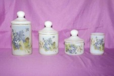 SET 4 CONTENITORI BARATTOLI VETRO ARCOPAL DECORATO CASA BAGNO CUCINA 