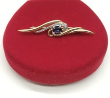 Spilla vintage in oro giallo/bianco 18k zaffiro e diamantini 