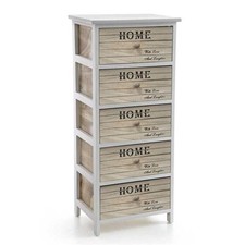 CASSETTIERA IN LEGNO DECORATA HOME COLORE BIANCO E NATURALE 40 X 29 X 90 CM