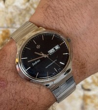 Orologio Zodiac Astroquartz vintage anni 70 42 mm nero ovale jumbo uomo...