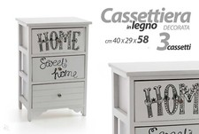 MOBILE A CASSETTIERA 3 CASSETTI 40X29X58 CM LEGNO DESIGN SHABBY CHIC DECORAZIONE