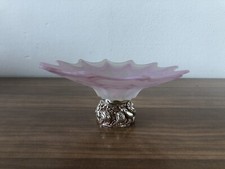 Svuotatasche In vetro E Metallo Argentato Alzatina ARTE MURANO MAESTRI VETRAI