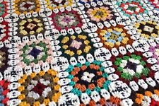 COPERTA DA LETTO SINGOLO ALL’UNCINETTO ANNI 70 COLORI VARI PREDOMINA IL ROSSO