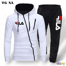 Tuta uomo sportiva modello Fila felpa con cappuccio zip trasversale 2 Pezzi Suit