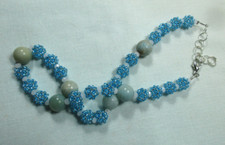 COLLANA GIROCOLLO acquamarina perle perline artigianale idea regalo handmade