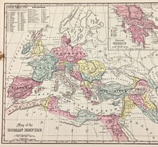 1855 IMPERO ROMANO Mappa ORIGINALE Armenia Gallia Germania Hispania Italia