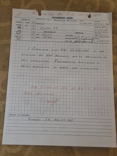1954 j47 engineering order - j47,