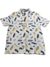 COMMON PEOPLE Camicia Uomo M Contour SS Texture Avorio Pennellata Multicolore Nuova con etichette