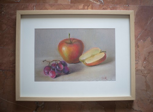 Pittura natura morta mela - , e