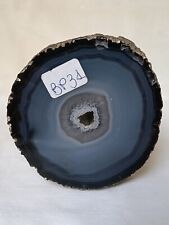 SCULTURA SOPRAMMOBILE VINTAGE AGATA BRASILE CON GEODE QUARZO BLU. BP31