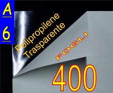 400 FOGLI A6 CARTA ADESIVA TRASPARENTE LUCIDA POLIPROPILENE STAMPANTE LASER PVC
