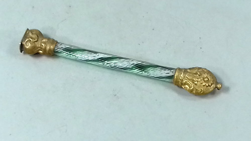 Antique latticino glass brass - glass,