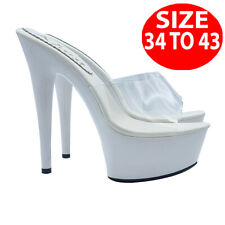 Zoccoli bianchi con fascia trasparente tacco 15 - dal 34 al 43 - KH300 BIANCO