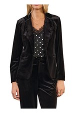 MOLLY BRACKEN blazer velluto nero E1758DH, bottoni coperti, foderato