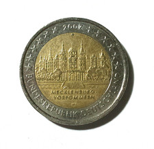 Moneta Rara 2 Euro Germania 2007 Castello di Schwerin-Mecklenburg -Vorpommern