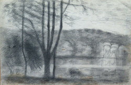 Disegno antico cupo - cupo, paesaggio