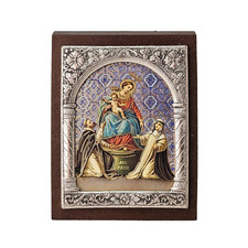 Quadretto Ave Maria Metallo Legno Decorazione Religiosa Santino da Casa 6x5 cm