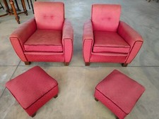 COPPIA DI POLTRONE INGLESI CON POGGIA PIEDI EPOCA 900'