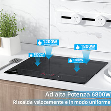 WEHIMO Piano Cottura a Induzione 4 Fuochi 6800W Tocca Controllo piastre induzion