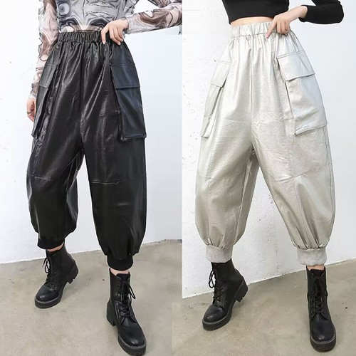 Pantaloni cargo donna ecopelle