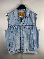 Gilet camionista Levis Premium uomo cotone denim blu lavato taglia S