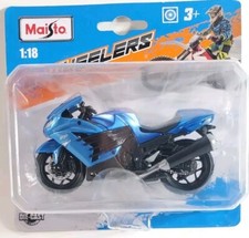Maisto 2 Ruote Kawasaki Ninja Blu ZX-14R Diecast Sport Bici Moto 