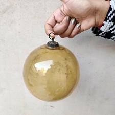 Antico Vecchio Kugel 5.5 " Dorato Rotondo Vetro Sfera Natale Ornamento Japan 135