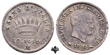 NAPOLEONE I 10 soldi 1810 Milano ARGENTO Regno d'Italia