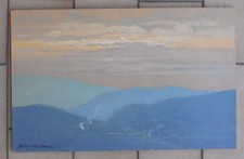 S. MANFREDI QUADRO DIPINTO AD OLIO SU TAVOLA TRAMONTO CM. 22 X 35