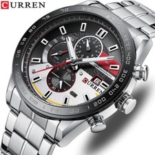 Orologio CURREN Uomo Acciaio Cronografo Quarzo Orologio da Polso Uomo Militare Sport Watch