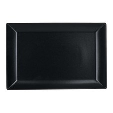 Set 6 Piatti Piani Tokio Neri Rettangolari 34x22 cm Porcellana