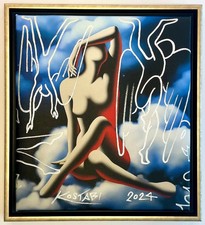 Mark Kostabi - Tecnica Mista Con Cornice Certificato CoA Pop Art 