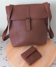 Zaino grande in pelle marrone