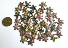 Lot de 25 Pendentifs - Etoile Multicolore - Métal -