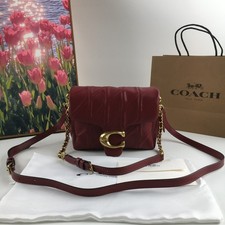 Borsa a tracolla Coach Cw629 quadrata tabby 20 catena quadrata vino rosso pelle tasca