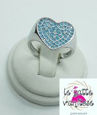 Anello Donna  in Argento 925  con cuore zirconi azzurri chevalier