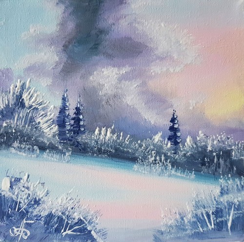 Dipinto olio paesaggio - , neve